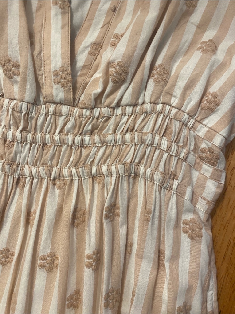 Anthropologie Cream and Tan Striped Floral Maxi Dress - Picture 3 of 4